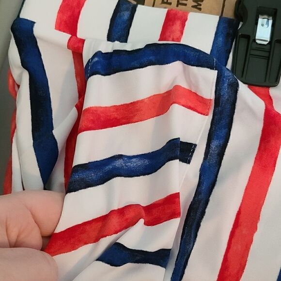 26W 28W Midi Crepe Skirt Red Blue Pockets Pull on - Picture 5 of 10